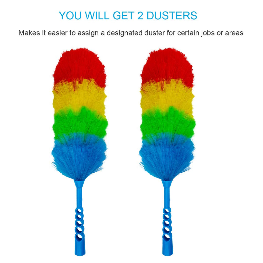Tockrop 2 Pack Upgrade 19” Static Duster Beandable and Washable - More Fibers Bigger Head Less Loss of Fiber Duster