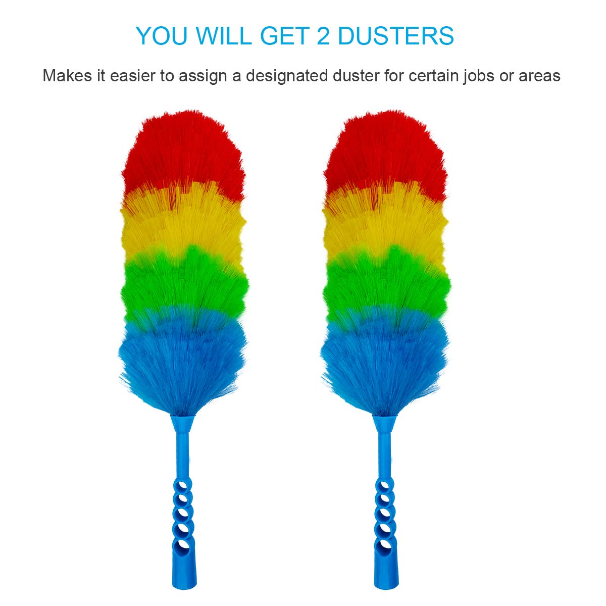 Tockrop 2 Pack Upgrade 19” Static Duster Beandable and Washable - More Fibers Bigger Head Less Loss of Fiber Duster