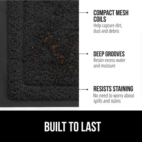 GORILLA GRIP Dirt Grabber Door Mat - Durable Mesh Weave, Low Profile, 35x23, Black | High Traffic Mud Scraper