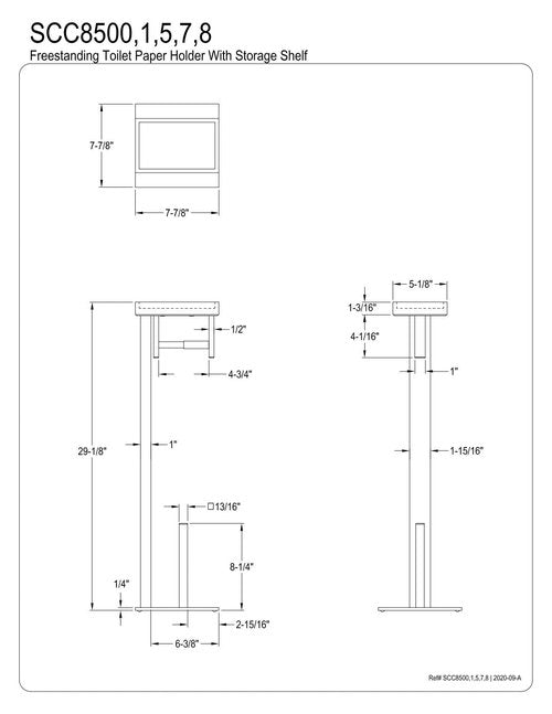Kingston Brass SCC8500 Edenscape Freestanding Toilet Paper Holder with Storage Shelf, Matte Black