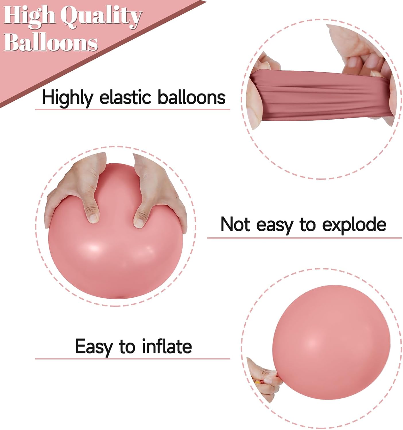 Regine Switzerland 68 Pcs Retro Pink Party Balloons - 12 Inch Dusty Pink & Metallic Rose Gold for Girls' Birthday & Baby Showers