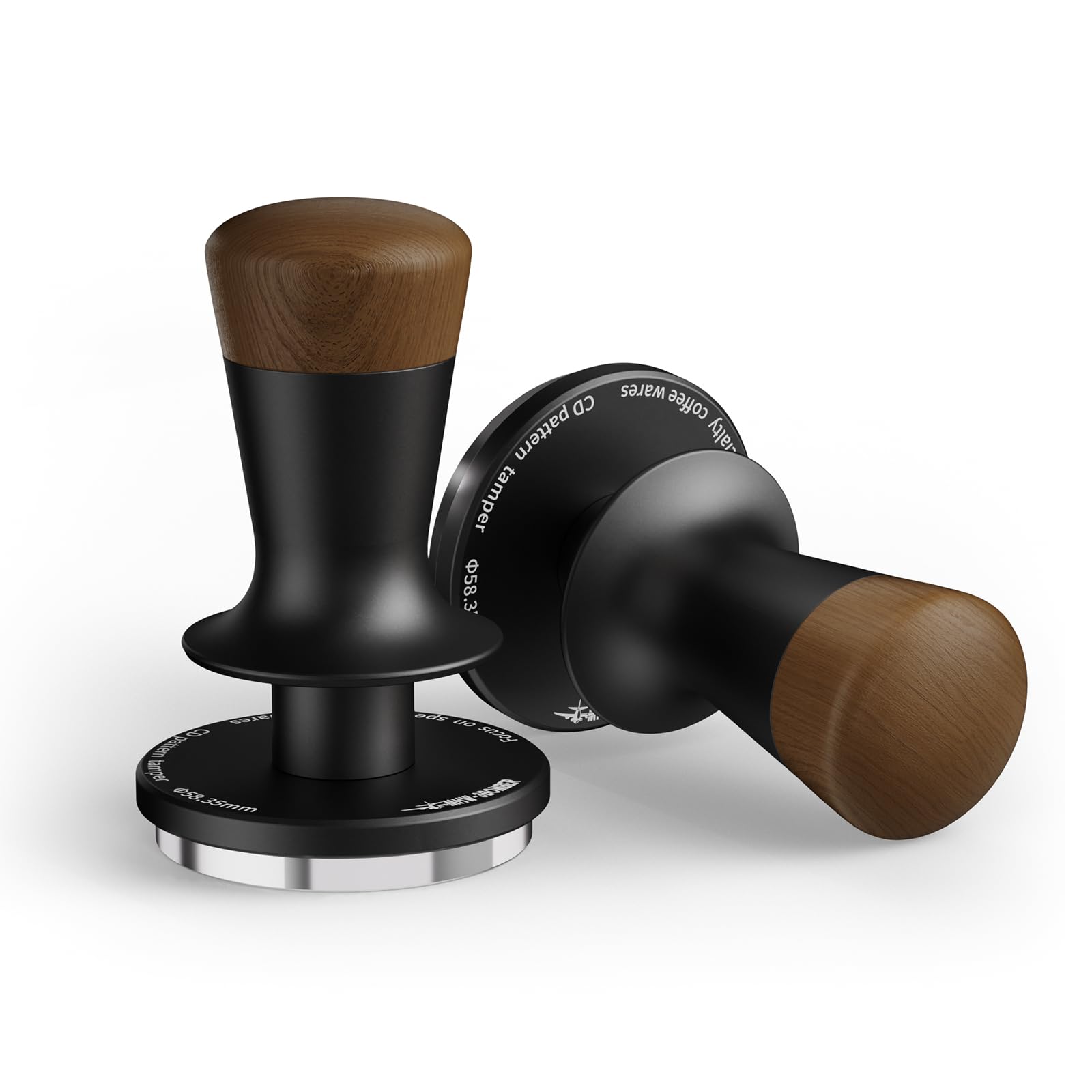 MHW-3BOMBER 58mm Coffee Tamper, Wooden Espresso Tamper Tool with 2 Spring Loaded, Auto-rebound, Auto-Leveling Tamper without Tilting, 58.35mm Stainless Steel Base, T7124