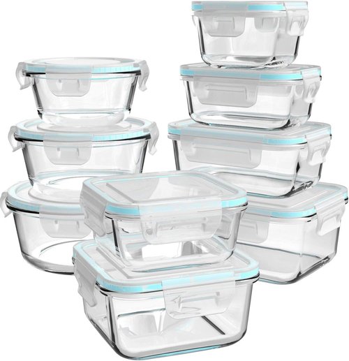AILTEC Glass Food Storage Containers - 18-Piece Meal Prep Set | BPA-Free & Leak-Proof Design