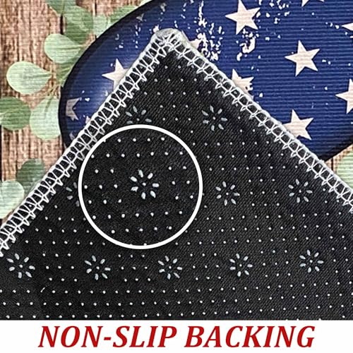 Patriotic Stars & Stripes Eucalyptus Doormat - Independence Day 17x30 Inch
