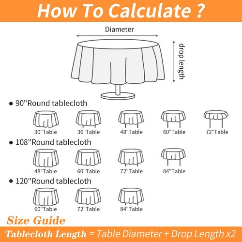 kapwall 6 Pack Round White Tablecloth - 120Inch (304cm) - Washable Polyester Table Cloth Decorative Fabric Table Cover for Wedding,Restaurant,Party.