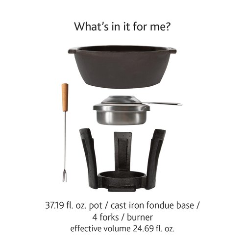 BOSKA Fondue Pot Set Party Pro - Cast Iron Fondue Set - Durable Fondue Pot inc. Burner and 4 Forks - for All Type of Stoves - Cheese Fondue Melts smoothly Every time