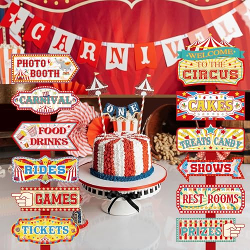 24-Pack Circus Directional Signs for Kids Carnival Party