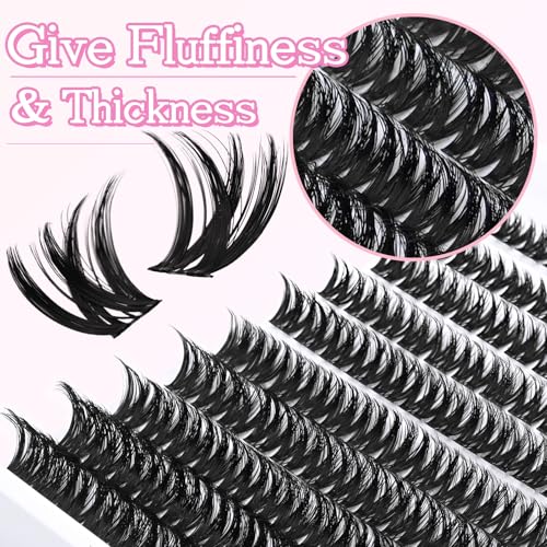 SLSXNL DIY Lash Clusters 120pcs D Curl Volume Eyelash Extensions 8-16mm