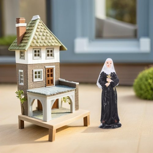 Alipis Resin Nun and Priest Sculptures - Miniature Catholic Ornaments for Table Decor | 2pcs Set