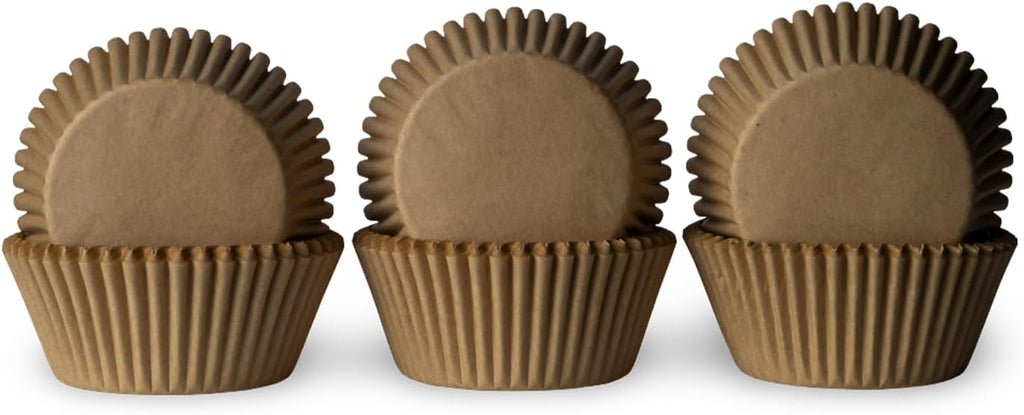 Regine Switzerland 200 Paper Cupcake Liners - Grease Proof Muffin Baking Cups for Desserts | Brown
