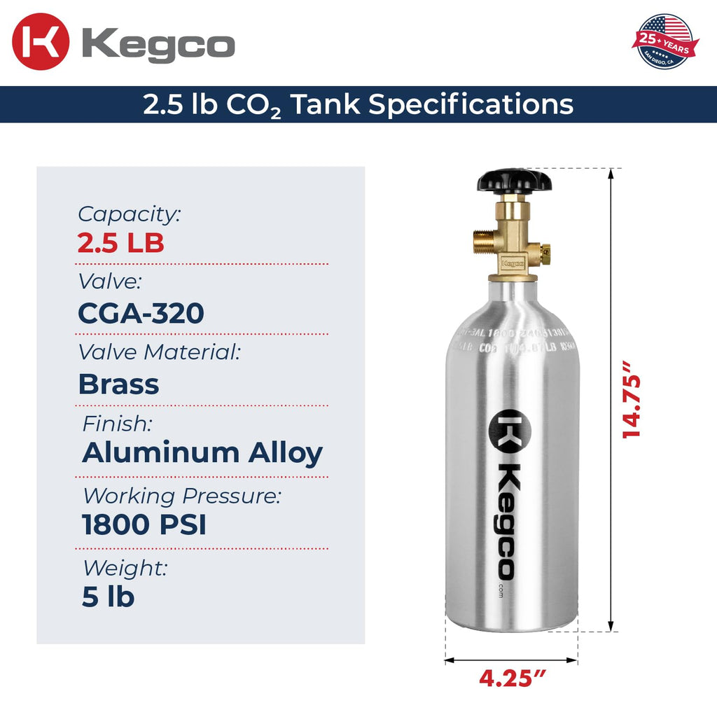 Kegco 2.5 lb. Aluminum Tank Co2 Cylinder