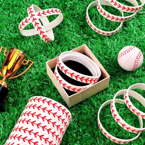 30 Pack Baseball Silicone Bracelets - Motivational Wristbands for Team Gifts
