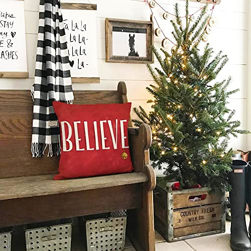 Christmas Pillow Covers Set of 4 - 18x18 Farmhouse Decor