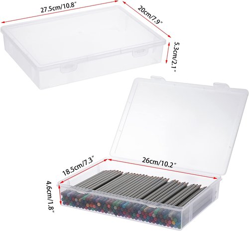 BTSKY Clear Plastic Storage Box - Multipurpose Craft Organizer with Flap Lid | 2 Pack Medium