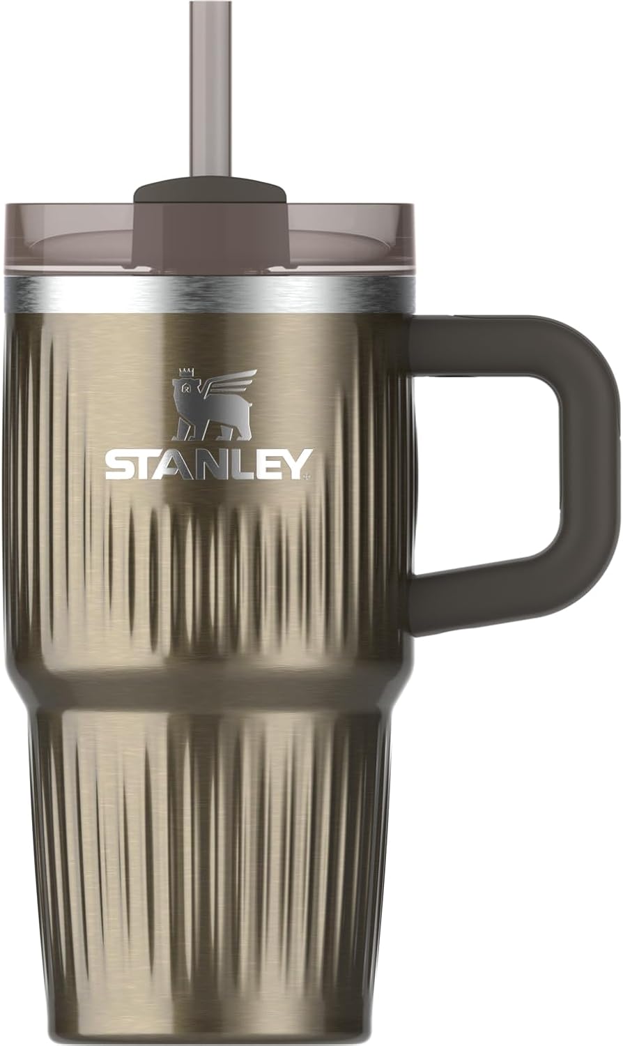 STANLEY Quencher H2.0 Tumbler - 20 oz Insulated Stainless Steel with Handle & Straw | BPA-Free | Fluted Gunmetal Shine