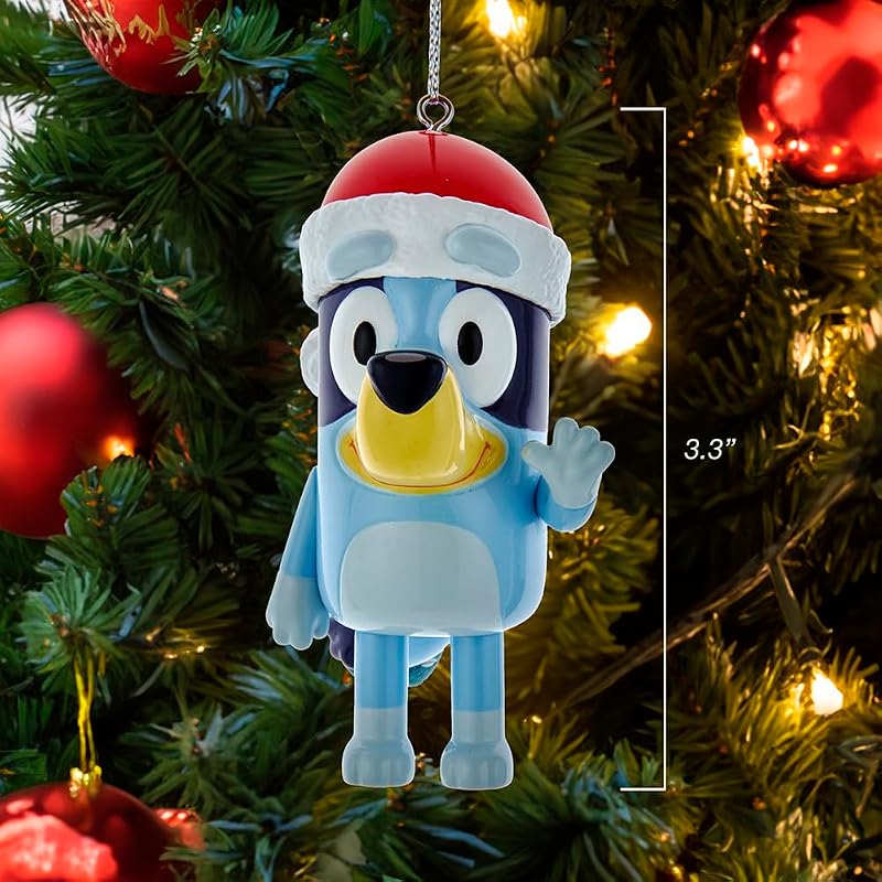 Bluey Santa Hat Blow Mold Ornament - 3.3in Officially Licensed
