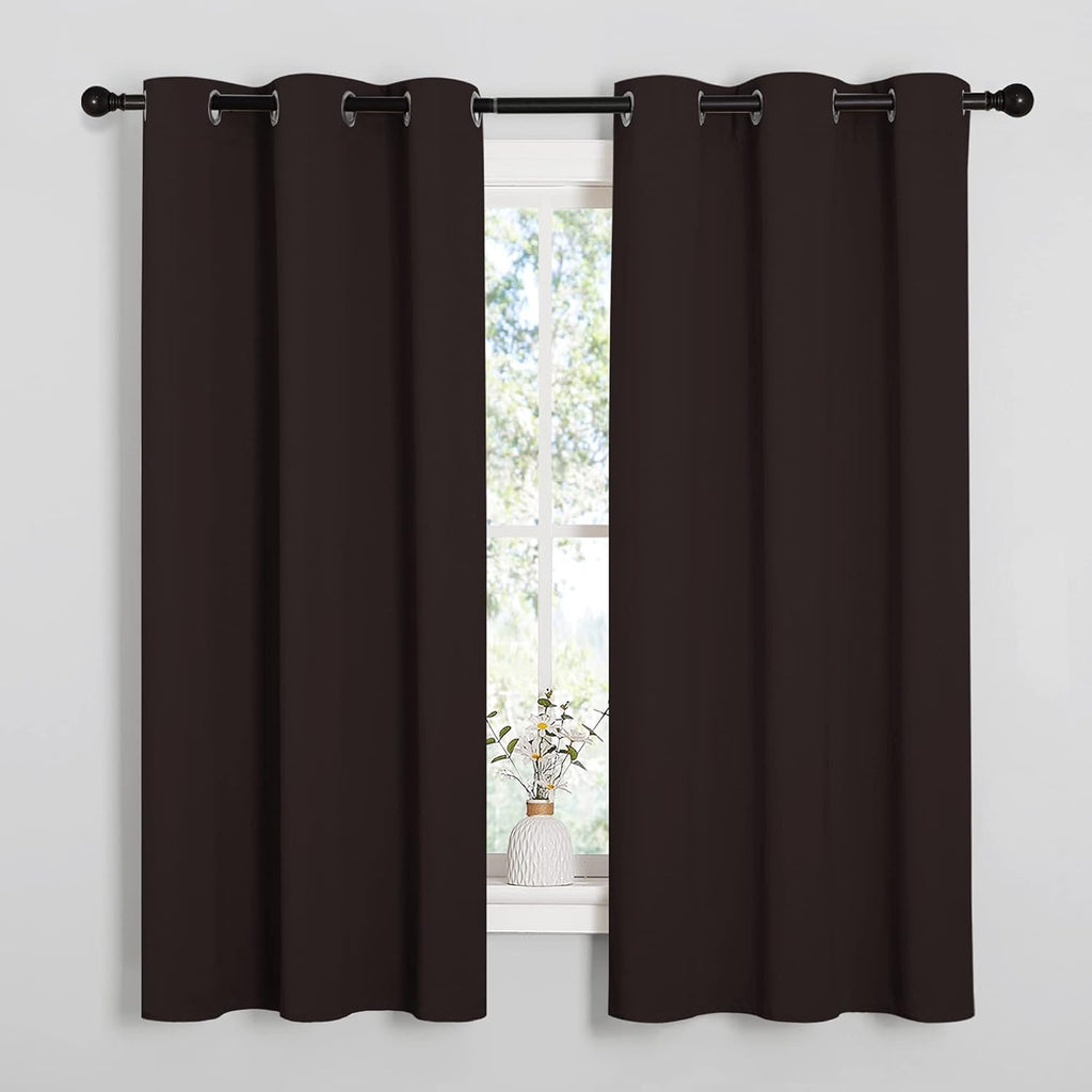 NICETOWN Room Darkening Curtains - Energy Smart Thermal Insulated Grommet Drapes | 2 Panels, 34"x54", Toffee Brown