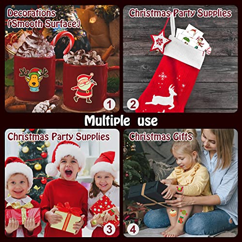 Partywind Glow Christmas Temporary Tattoos for Kids 204 Pcs Stocking Stuffers