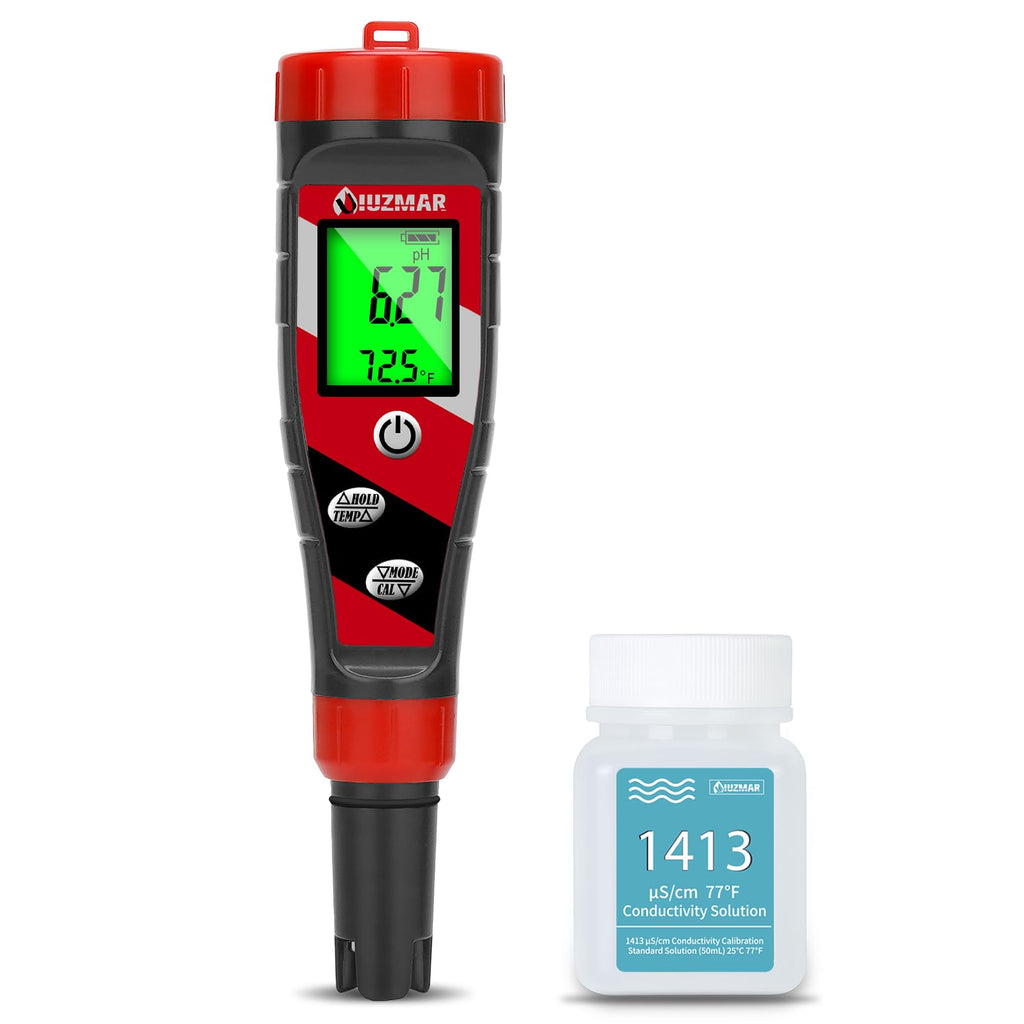 UIUZMAR pH Meter for Water Hydroponics Supplies - pH Up and Down Tester Digital PPM Meter EC Meter Combo for Home Growers – Accurate pH Tester TDS EC Reader for Hydroponics