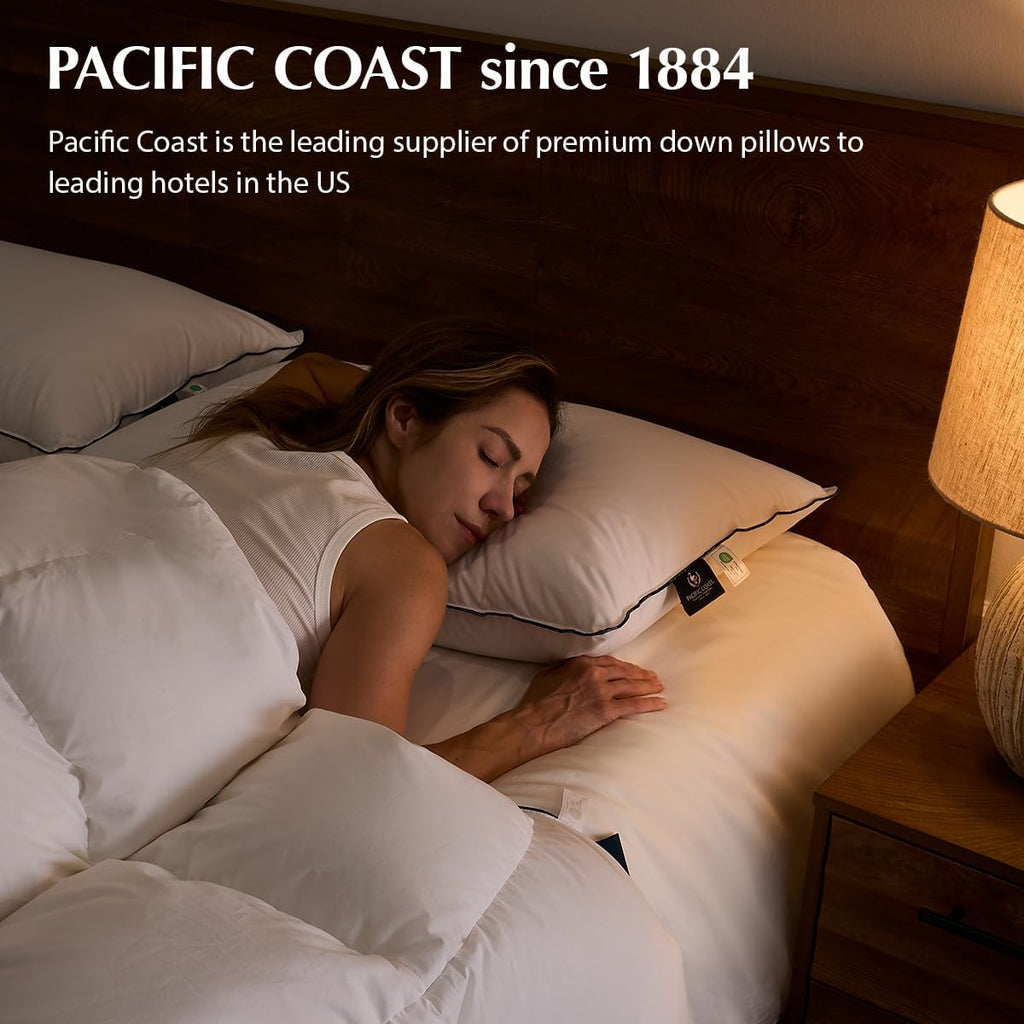 Pacific Coast Goose Down Pillows - Luxury Hotel Quality for All Sleep Positions | Medium Standard Size Set of 2