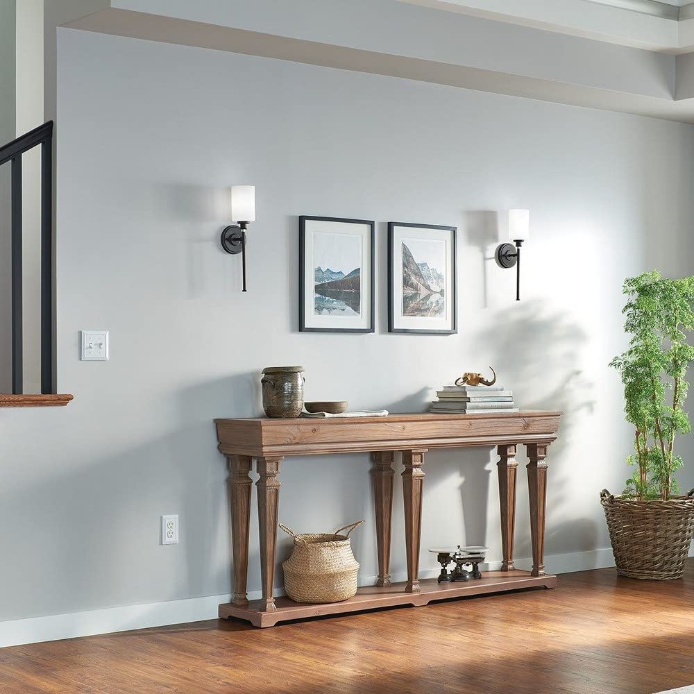 Kichler Joelson 18.25" 1 Light Wall Sconce with Satin Etched Cased Opal and Clear Glass Accent Glass in Brushed Nickel