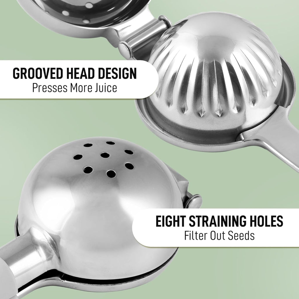 Zulay Kitchen Stainless Steel Lemon Squeezer - Heavy Duty Manual Citrus Press Juicer | Large Size