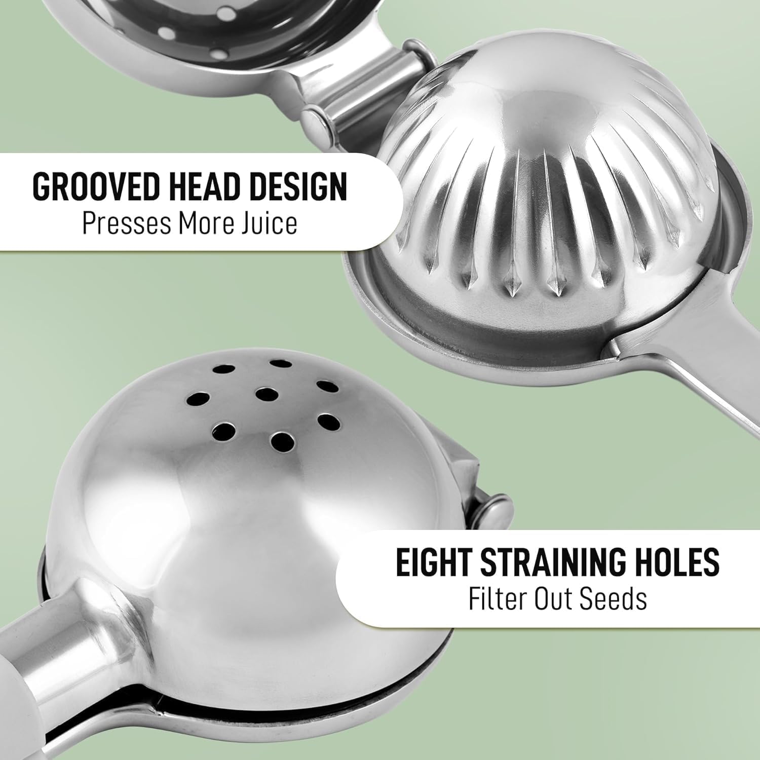 Zulay Kitchen Stainless Steel Lemon Squeezer - Heavy Duty Manual Citrus Press Juicer | Large Size