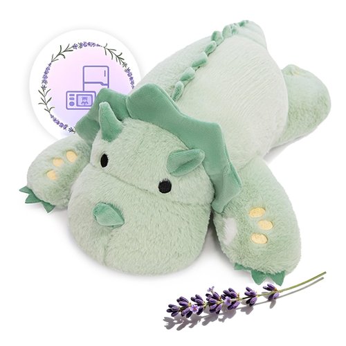 KOWSI® Microwavable 2 LB Weighted Stuffed Triceratops Animals Plush - 16 Inch Heated Dinosaur Plushie for Warmth & Comfort - Light Green Dino Squished Pillow - Cute Soft Toy for Adults & Children