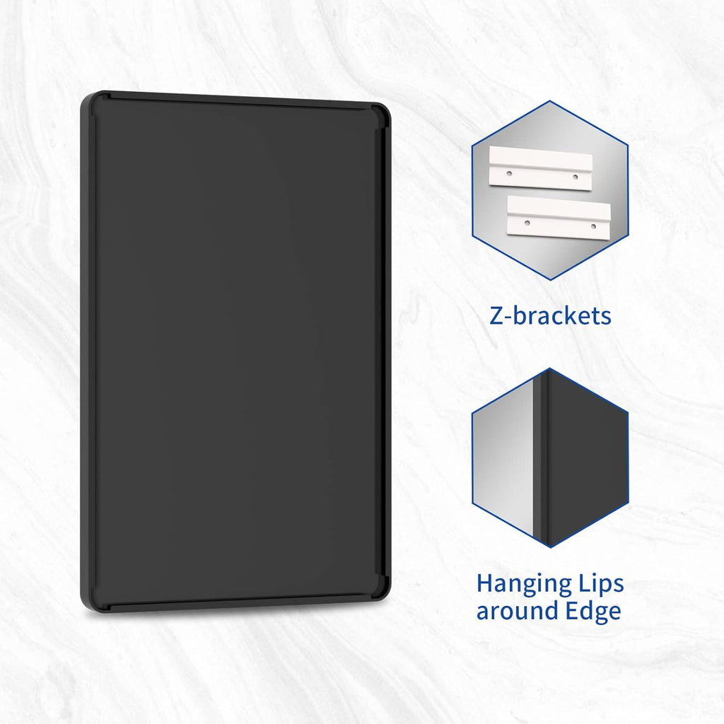 WEER Black Bathroom Mirror - 55x30 Inch Rounded Rectangle Matte Black Frame | Anti-Rust Tempered Glass, Versatile Hanging Options
