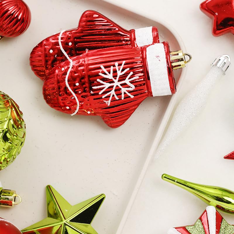 70pcs Shatterproof Christmas Tree Ball Ornaments Set - Red White Variation