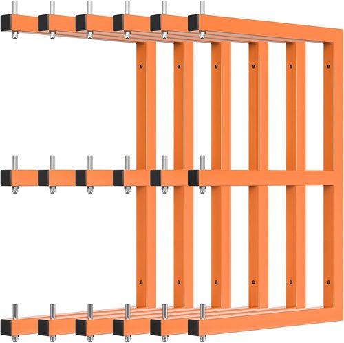 **Lumber Rack Heavy-Duty Wall-Mounted Lumber Storage Rack - 9-Level System, 1980 LB Capacity, Orange (6 Pack)**