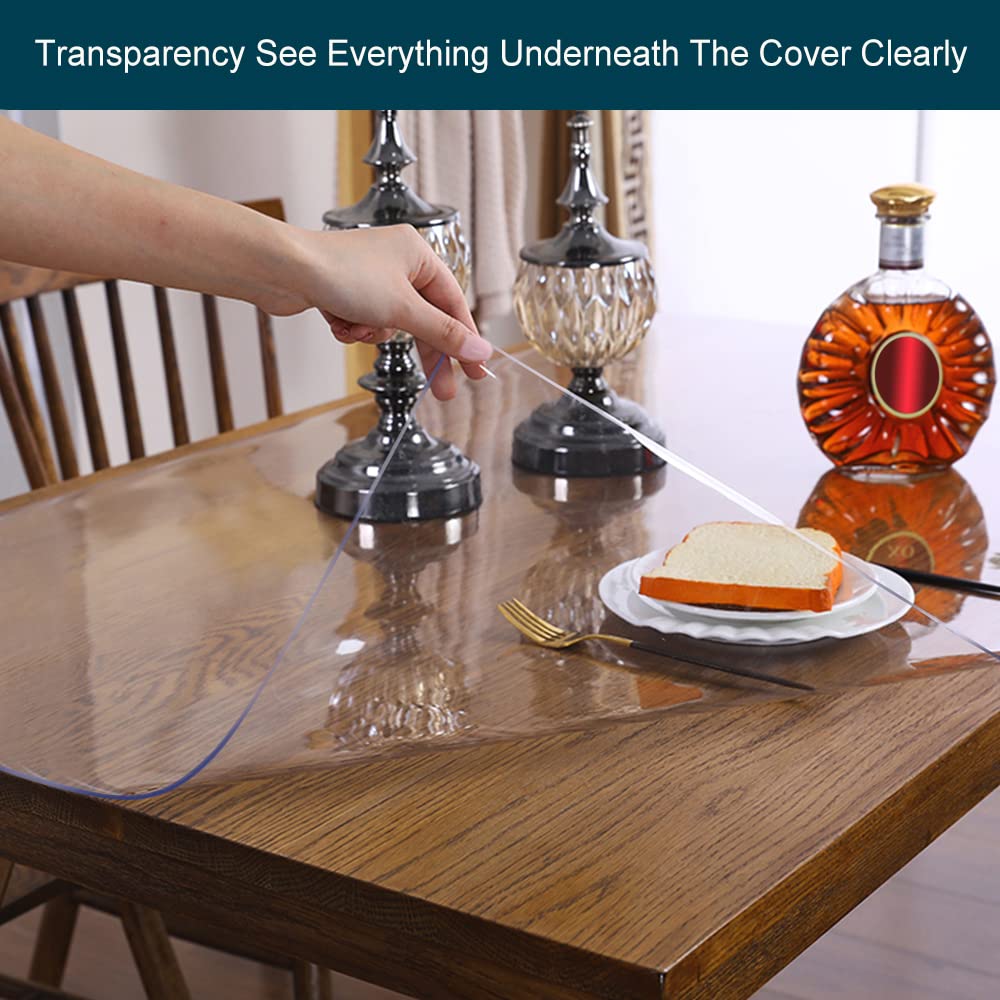 Multi Size 38x82 inch Crystal Clear Plastic PVC Dining Table Protector Mat Living Room Table Cover Protector Vinyl Table Pad Cloths for Woonden Furniture Rectangular Easy Clean Wipeable Waterproof