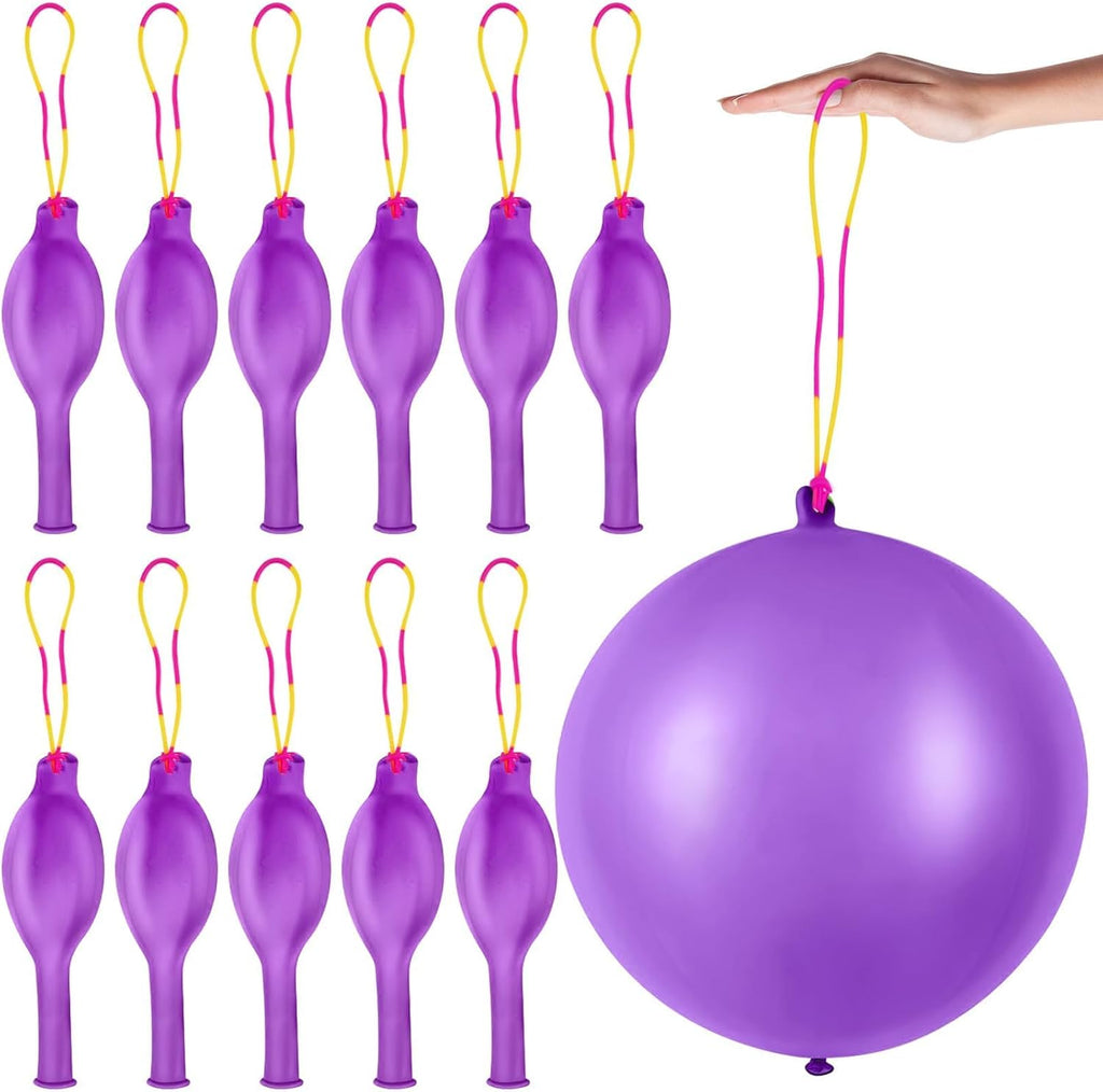 Purple Punch Balloons by [Brand Name] - 12 Pcs with Rubber Band Handle for Easy Grip | Perfect for Kids’ Birthday Parties & Outdoor Fun
