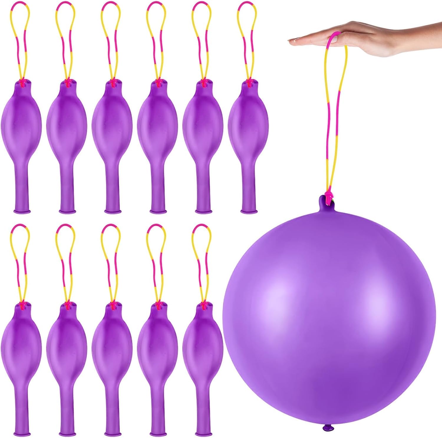 Purple Punch Balloons by [Brand Name] - 12 Pcs with Rubber Band Handle for Easy Grip | Perfect for Kids’ Birthday Parties & Outdoor Fun