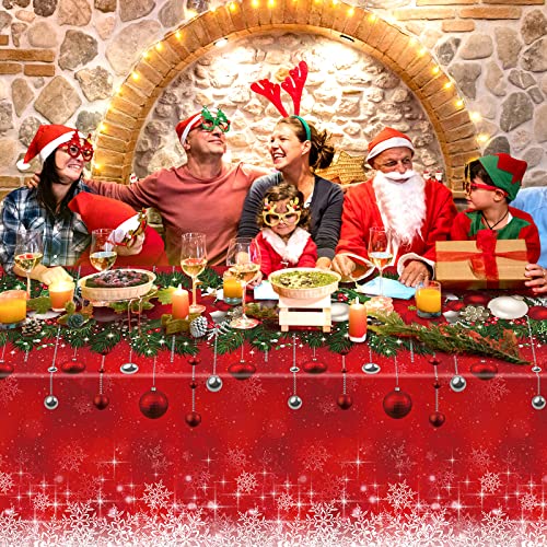 Red Christmas Tree Ball Tablecloth 3 Pack 54x108 Inches Holiday Party Decor