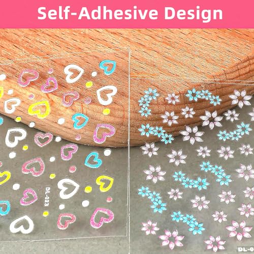 CHANGAR 30 Sheets 3D Floral Nail Art Stickers Colorful Flower Decals DIY