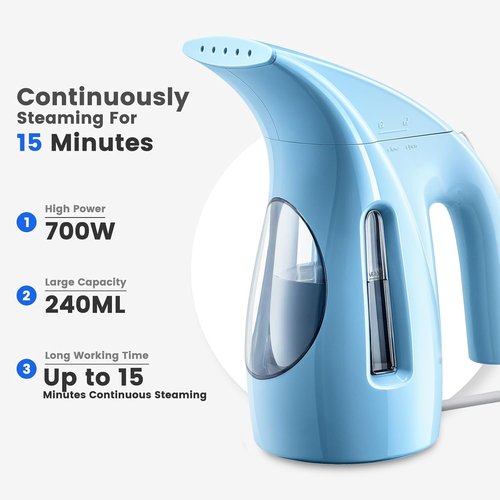 HiLIFE Portable Clothes Steamer - 700W Handheld Design with 240ml Capacity | Blue, Wrinkle Remover