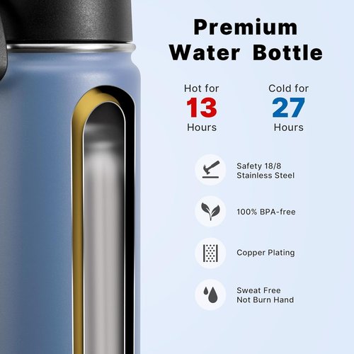 Koodee Kids Stainless Steel Water Bottle - 16 oz Double Wall Insulated Flask | BPA Free, Royal Blue