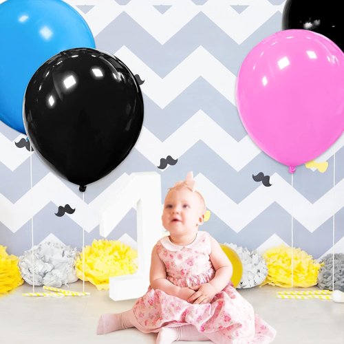 Big Balloons 32-Pack - 18 Inch Round Black Latex Party Balloons for Birthday & Wedding Decor