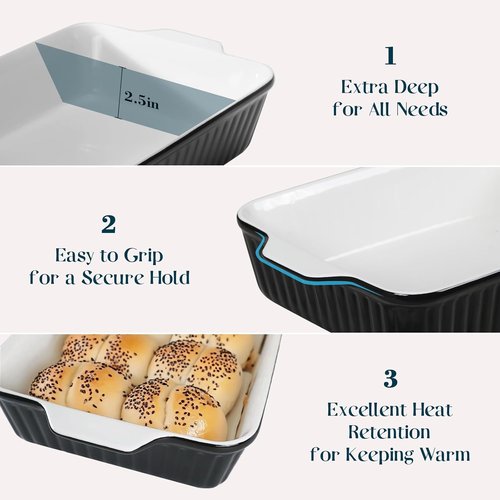 DOWAN 9x13-Inch Ceramic Casserole Dish - Large 4.2 Quart Baking Pan with Handles | Perfect for Lasagna & Casseroles