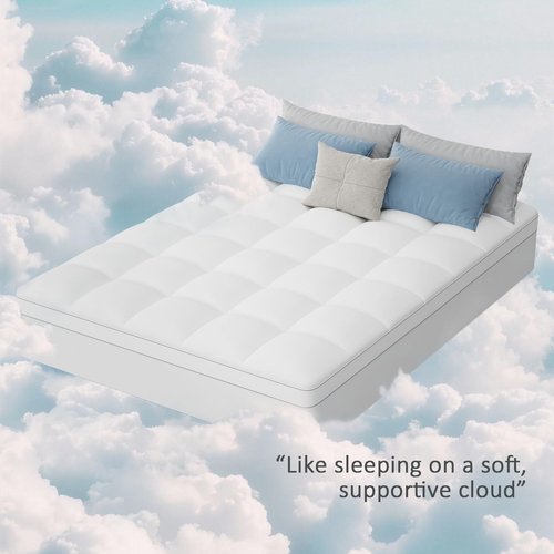 King Size Dual Layer 4 Inch Memory Foam Mattress Topper, 2 Inch Gel Memory Foam, 2 Inch Cooling Pillow Top Mattress Topper Cover, Soft Fluffy & Pressure Relief & Medium Support