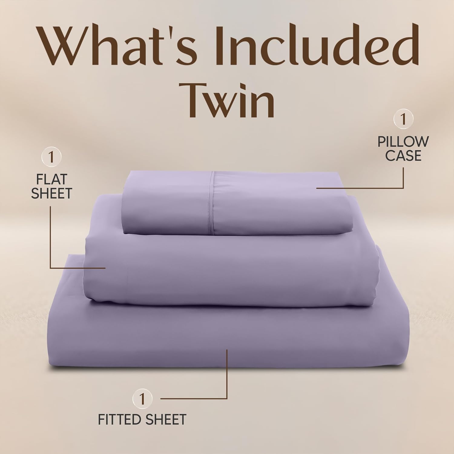 Utopia Bedding Twin Sheet Set - Soft & Breathable Microfiber, 3-Piece Bed Sheets, Oeko-Tex Certified (Lavender)