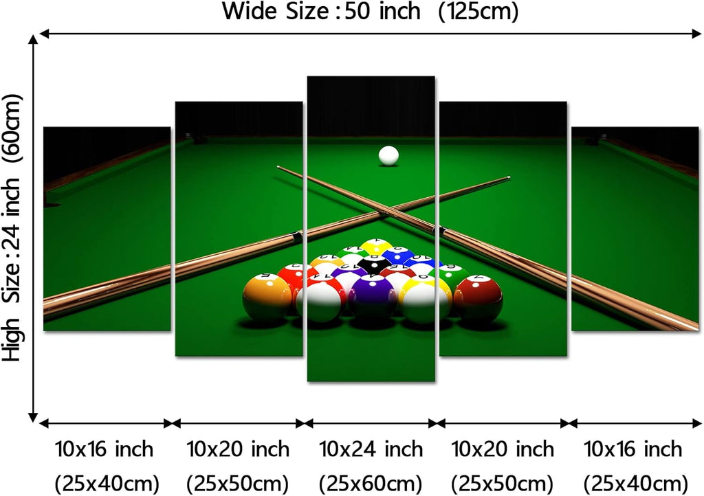 YeiLnm Billiards Ball Wall Art - 5-Piece Sports Poster Set for Pool Game Room Decor