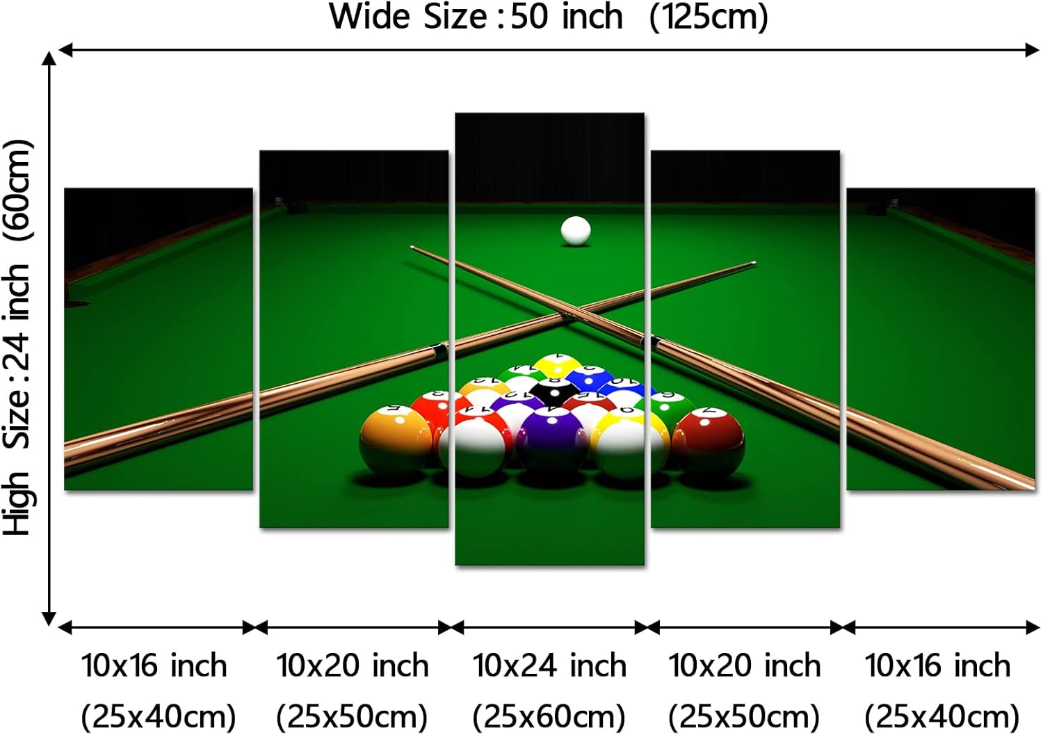 YeiLnm Billiards Ball Wall Art - 5-Piece Sports Poster Set for Pool Game Room Decor