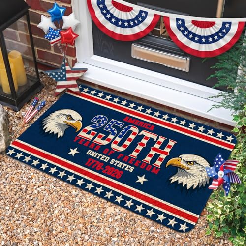 250th Anniversary Patriotic Doormat - Non-Slip 30x17 Inch