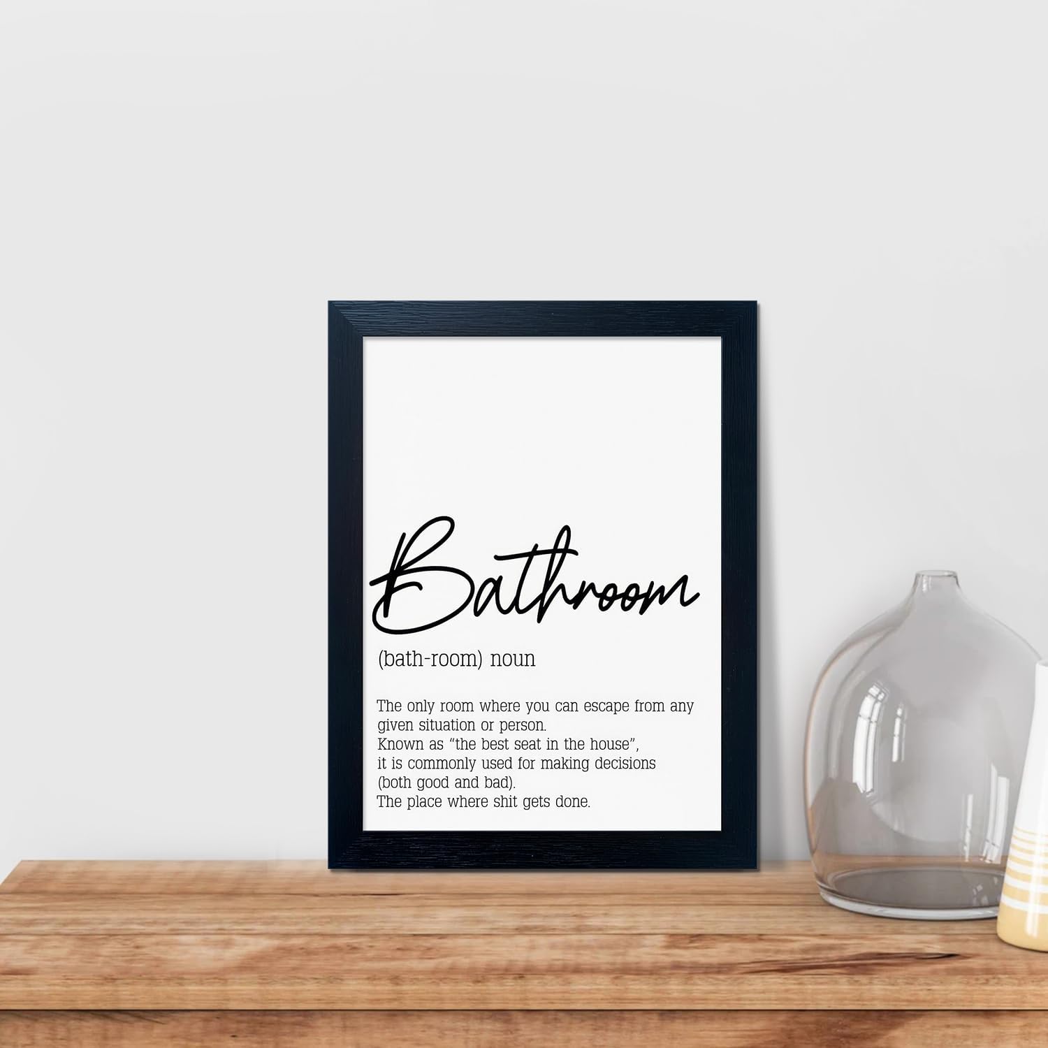 Black and White Bathroom Wall Art - Modern Quotes Decor | Small Framed Canvas Art