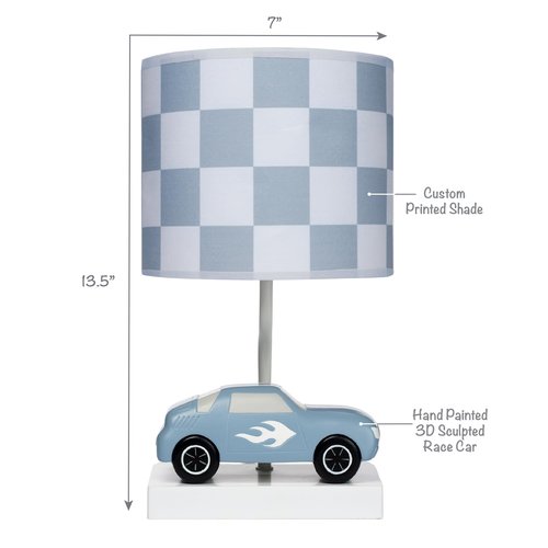Lambs & Ivy Little Racer Hand Painted Car/Transportation Lamp w/Shade and Bulb