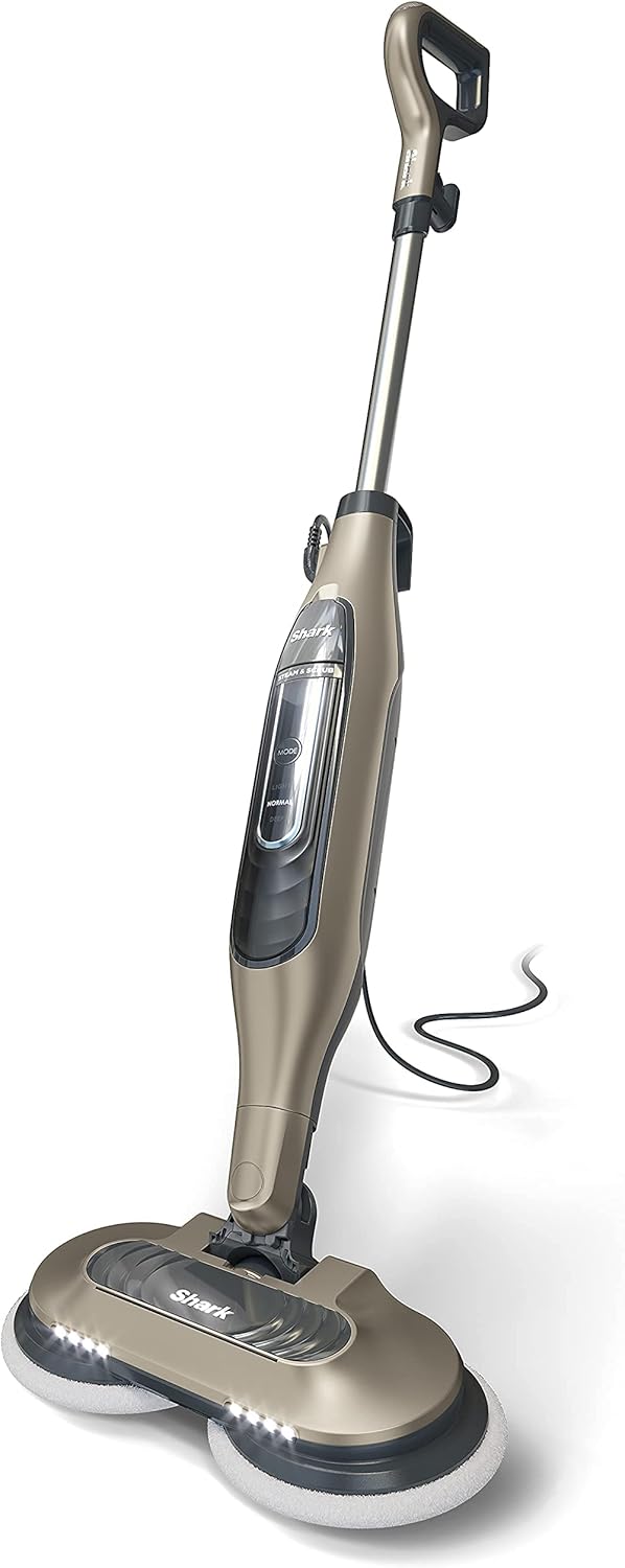 Shark S7001 Mop - Scrub & Sanitize Hard Floors with 4 Washable Pads | 3 Steam Modes & LED Headlights, Gold