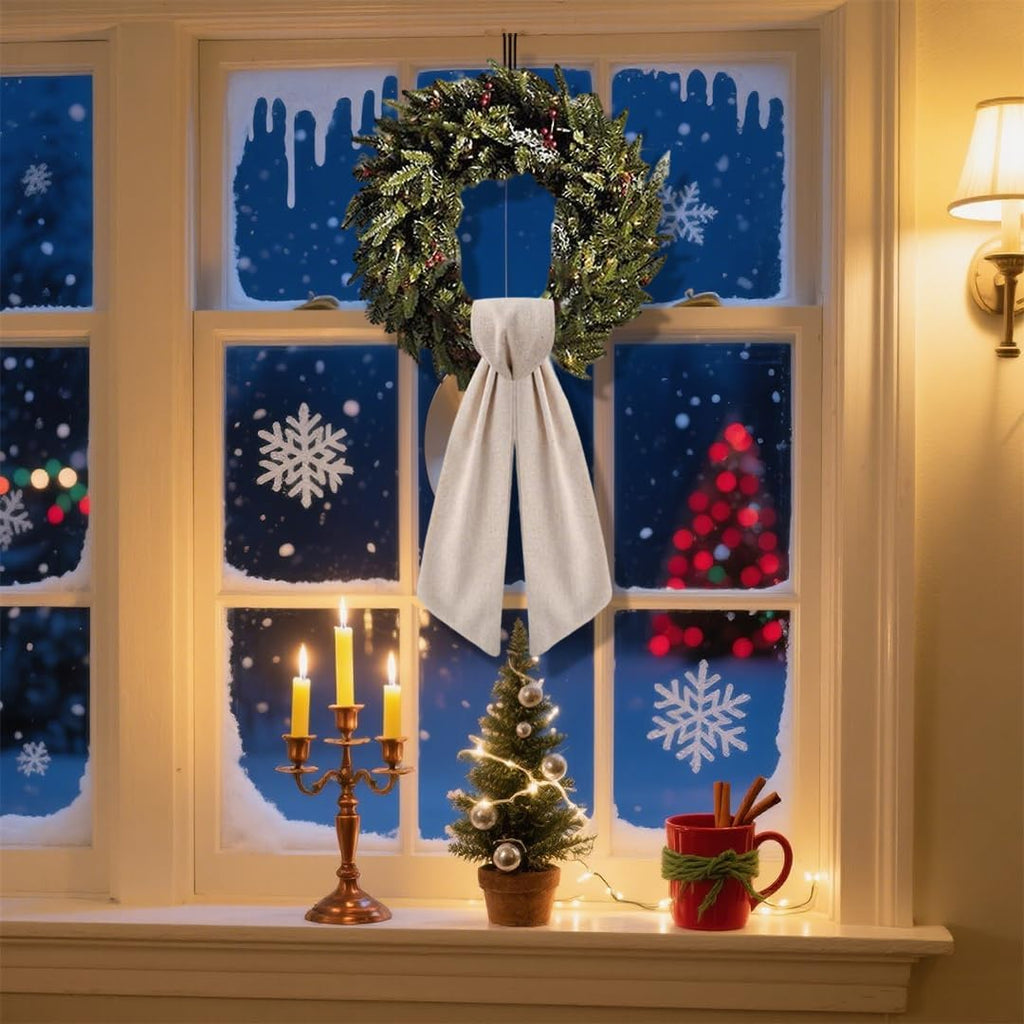 Skiennix 2-Pack Wreath Sash - Boxwood Garland Decor with Burlap Ribbon for Indoor/Outdoor Use