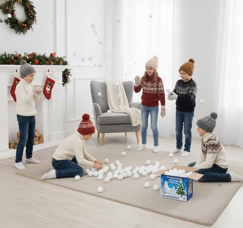 AISENO Indoor Snowball Fight Toys - 50 Soft Fake Snow Balls for Kids | Perfect for Winter Parties & Christmas Fun